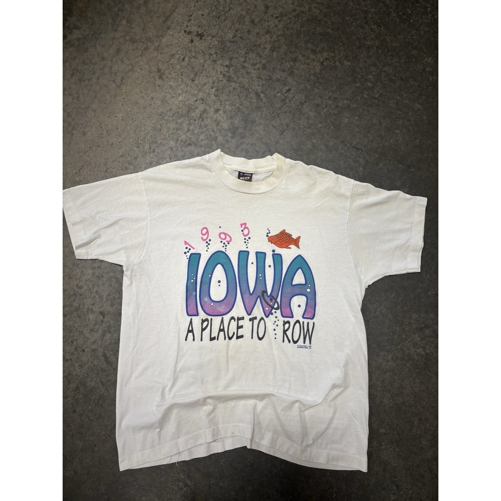 Vintage Iowa A Place To (G)Row Single Stitch 90s T Shirt Size Xl Made In USA